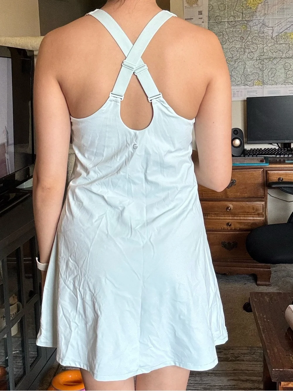 Light Blue Racerback Athletic Dress - with easy shorts - Picture 4 of 4